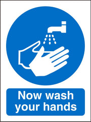SECO Mandatory Safety Sign Now Wash Your Hands Self Adhesive Vinyl 150 x 200mm - M001SAV150X200