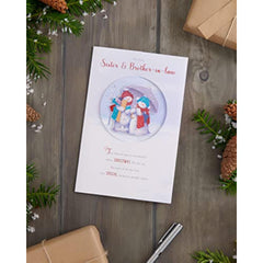 UK Greetings Christmas Card for Sister & Brother-In-Law - Snow Couple Design