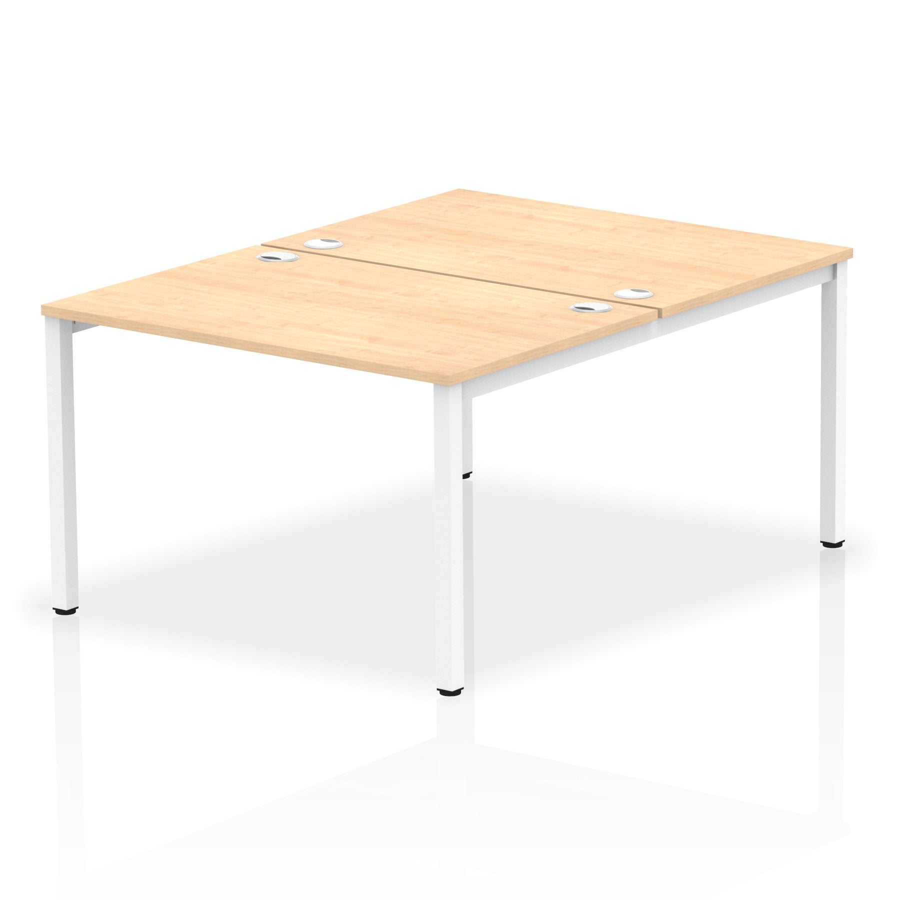Impulse Back-to-Back 2 Person Bench Desk W1200 x D1600 x H730mm With Cable Ports Maple Finish White Frame - IB00108 DD