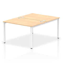 Impulse Back-to-Back 2 Person Bench Desk W1200 x D1600 x H730mm With Cable Ports Maple Finish White Frame - IB00108 DD