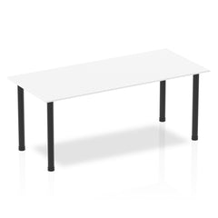 Dynamic Impulse 1800mm Straight Table White Top Black Post Leg BF00382 DD