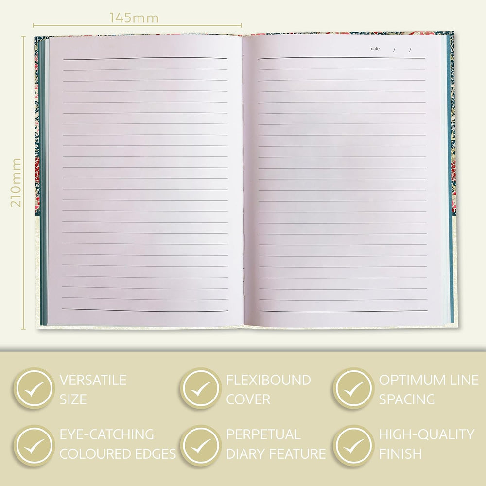 GSC A5 Notebook featuring William Morris Cray design, elegant stationery with decorative cover and lined pages for writing or journaling.
