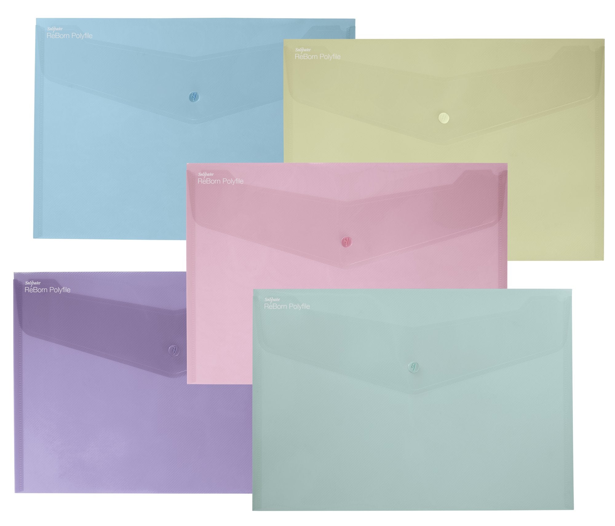Snopake ReBorn Foolscap Polyfile Popper Wallet with Press-Stud Closure Pastel PK5 15914