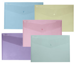 Snopake ReBorn Foolscap Polyfile Popper Wallet with Press-Stud Closure Pastel PK5 15914