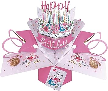 Happy Birthday Cake Pop-Up Greeting Card Original Second Nature 3D Pop Up Cards