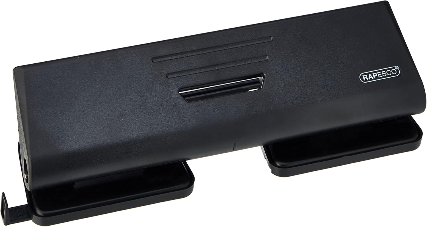 Rapesco 75-P 4-Hole Punch, 16 Sheets - Black