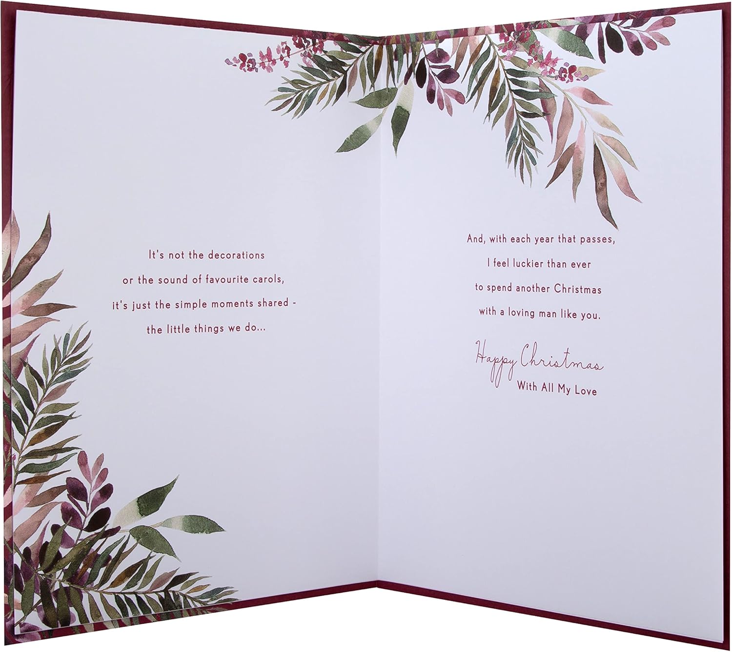 Hallmark Boxed Christmas Card for Husband – Traditional Seasonal Foliage Design
