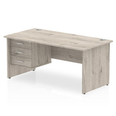 Dynamic Impulse W1800 x D800 x H730mm Straight Office Desk Panel End Leg With 1 x 3 Drawer Fixed Pedestal Grey Oak Finish - I003502 DD