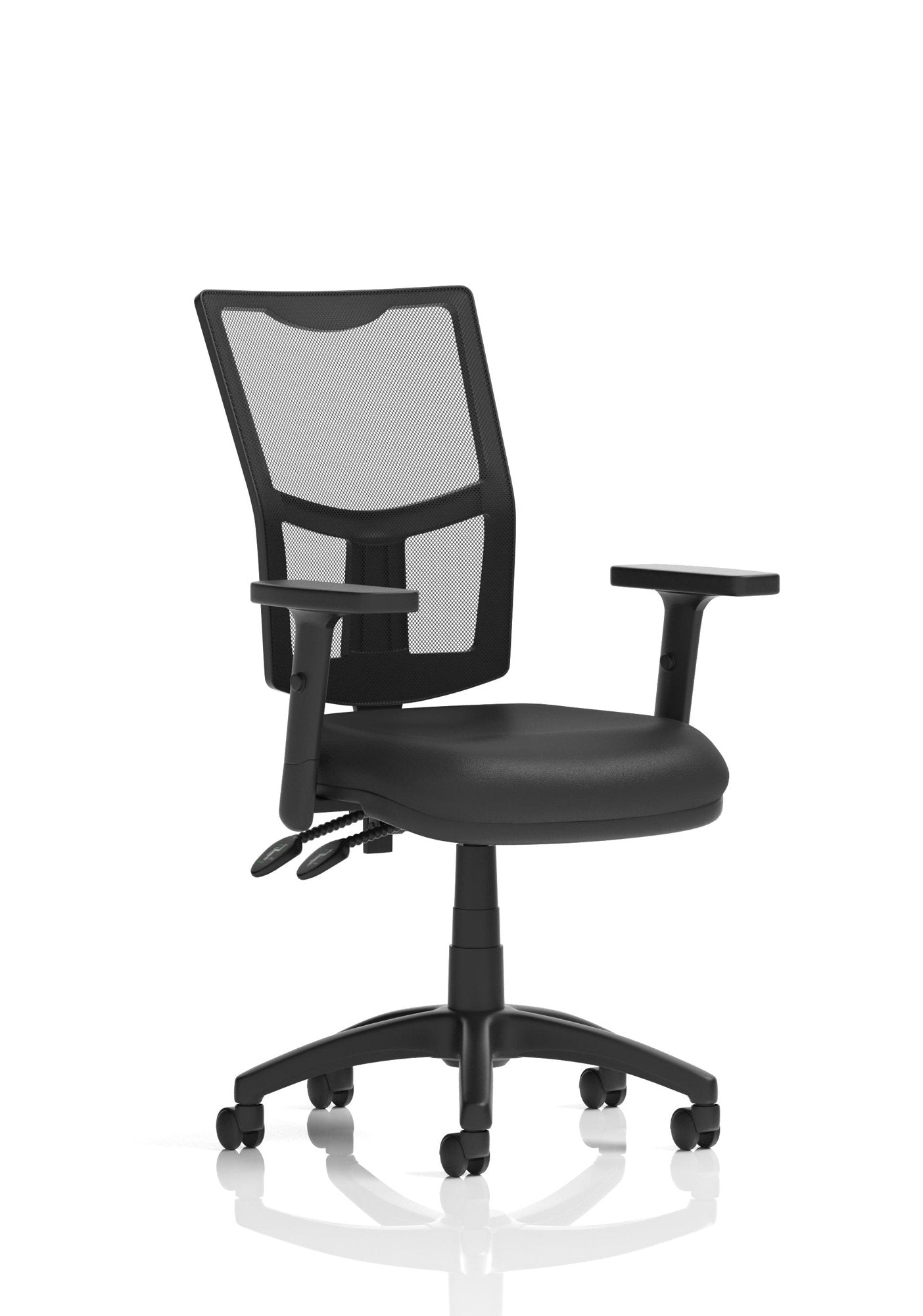 Dynamic Eclipse Plus II Medium Mesh Back and Soft Bonded Leather Seat Task Operator Office Chair With Height Adjustable Arms Black - KC0434 DD