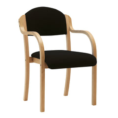Nautilus Designs Tahara Stackable Conference/Visitor Chair With Arms Black Fabric Padded Seat & Backrest and Beech Frame - DPA2050/A/BE/BK DD