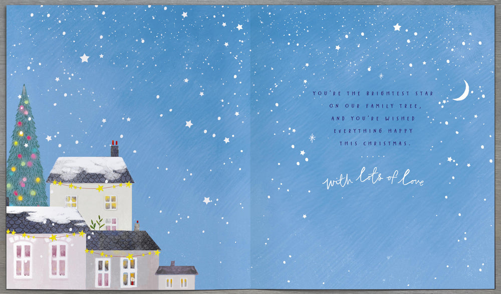 Mum Christmas Tree and Houses Christmas Card – Festive Scenic Design