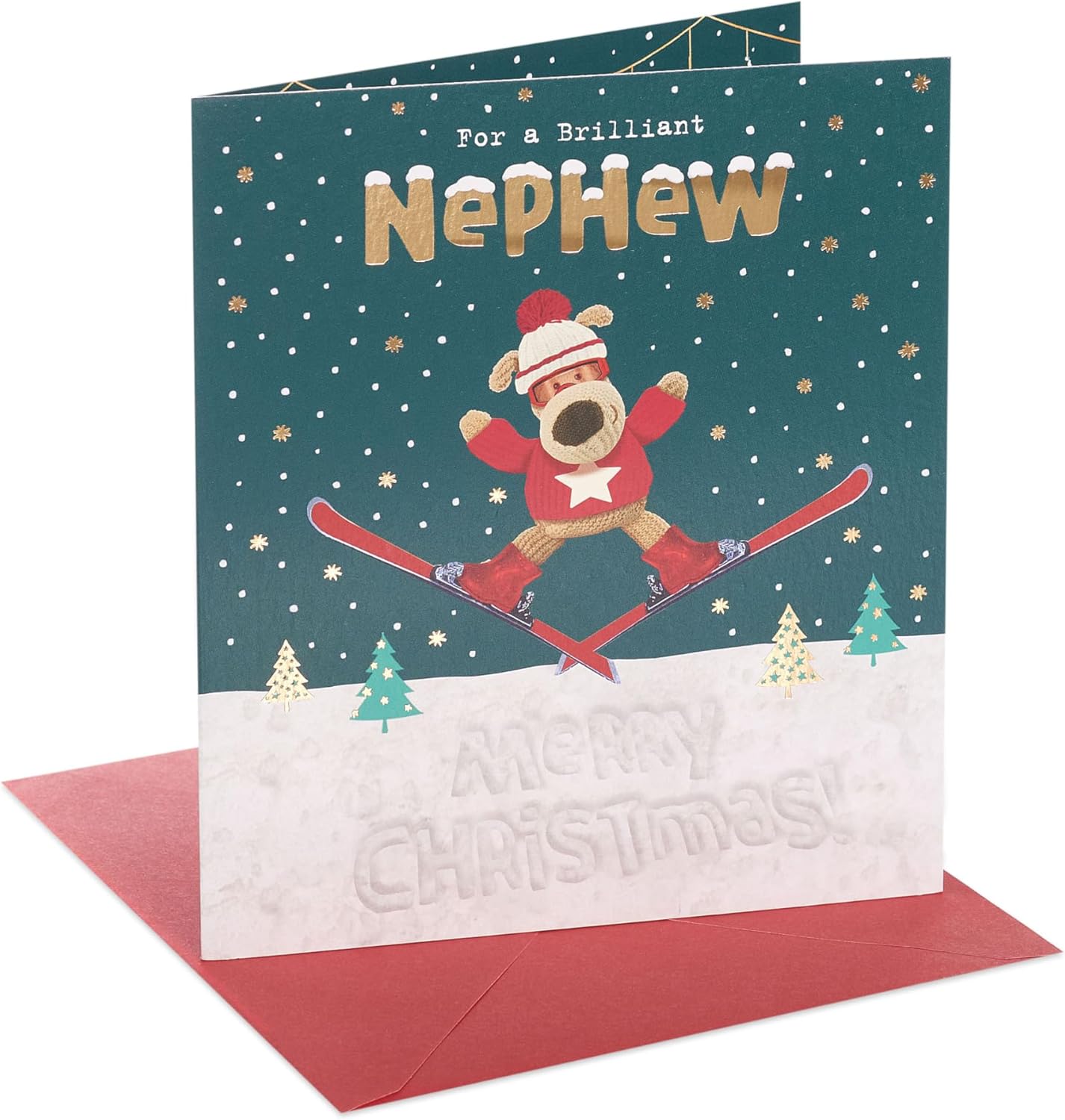Boofle Brilliant Nephew Boofle's Ski Adventure Cute Christmas Greeting Card