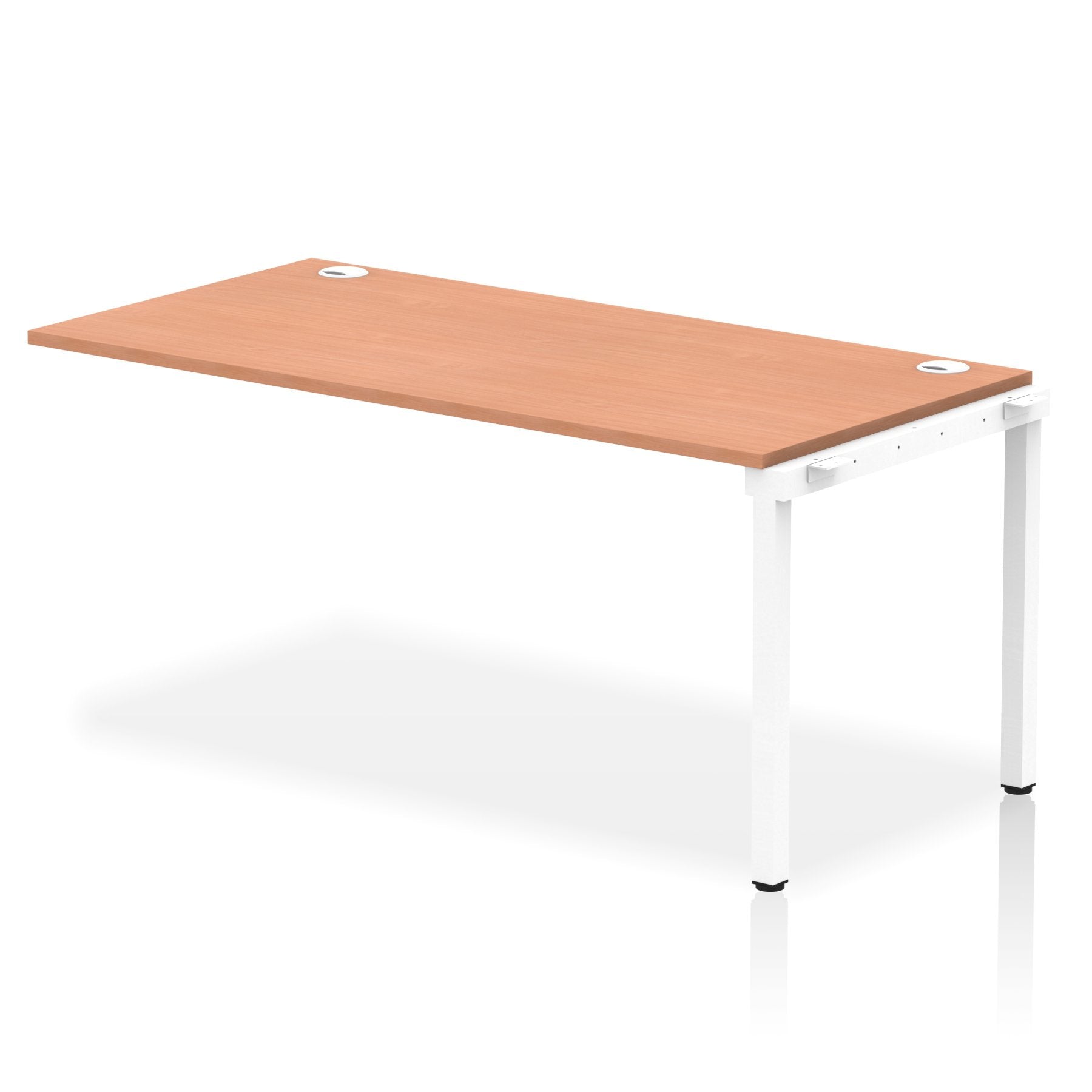 Impulse Single Row Bench Desk Extension Kit W1600 x D800 x H730mm Beech Finish White Frame - IB00382 DD