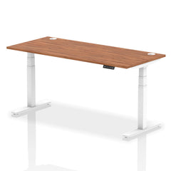 Dynamic Air 1800 x 800mm Height Adjustable Desk Walnut Top Cable Ports White Leg HA01108 DD