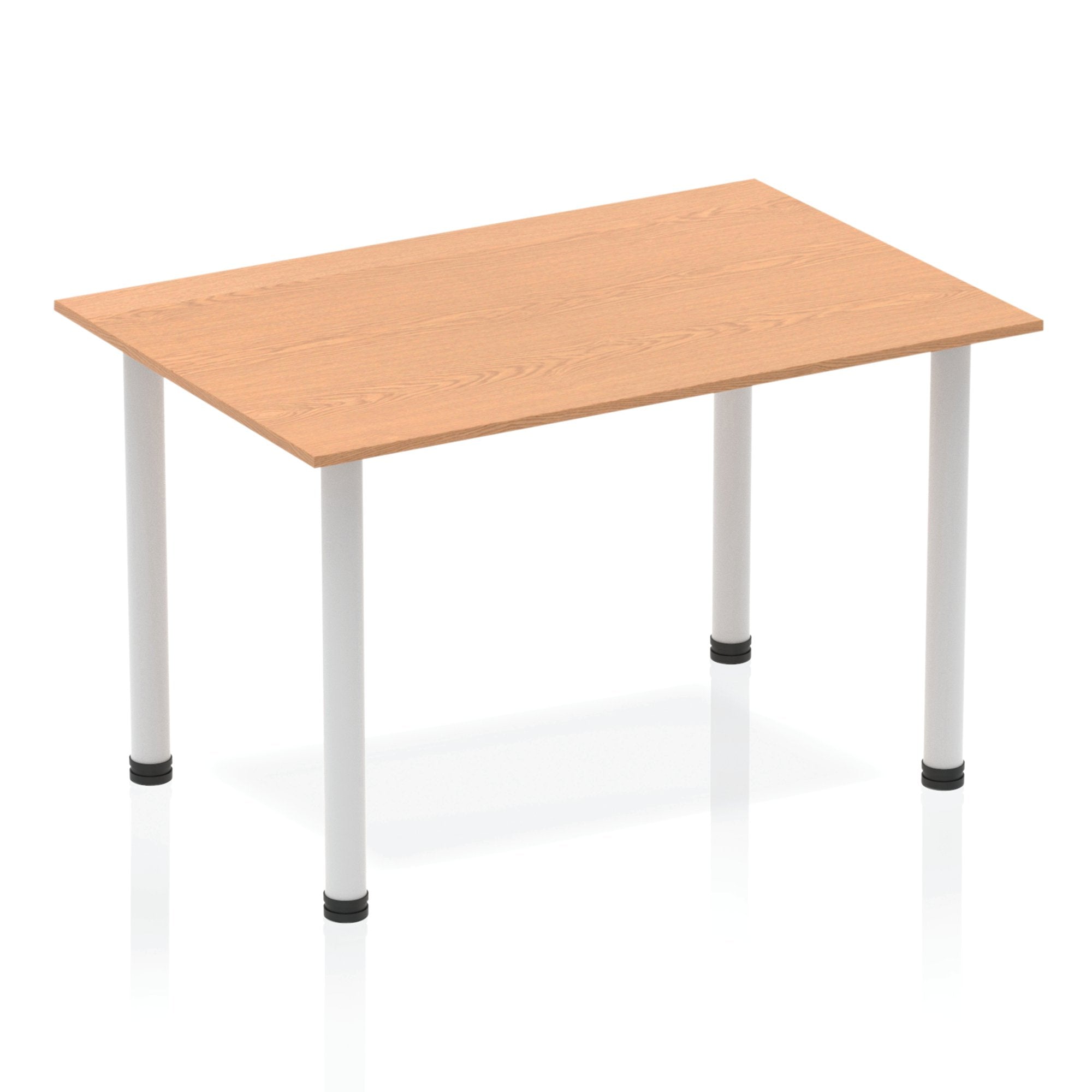 Impulse 1200mm Straight Table Oak Top Silver Post Leg BF00178 DD