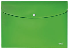 Leitz Recycle Polypropylene Document Wallet With Push Button Closure Green 46780055