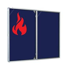 Magiboards Fire Retardant Blue Felt Lockable Noticeboard Display Case Landscape 1800x1200mm - GX2A07LFRBLU DD