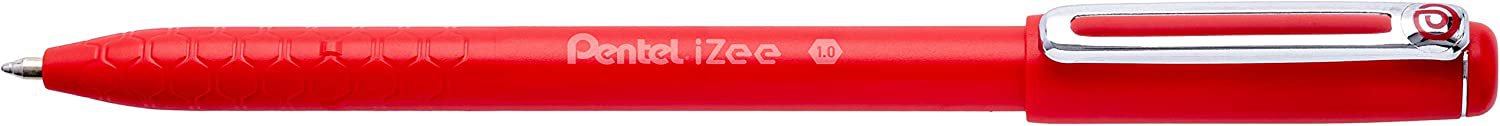 Pentel IZEE Ballpoint Pen Cap-Style 1.0mm Tip 0.5mm Line Red (Pack 12) BX460-B