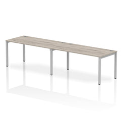 Impulse Single Row 2 Person Bench Desk W1600 x D800 x H730mm Grey Oak Finish Silver Frame - IB00305 DD
