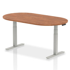 Dynamic Impulse W1800 x D1000 x H660-1310mm Height Adjustable Boardroom Table Walnut Finish Silver Frame - I003544 DD