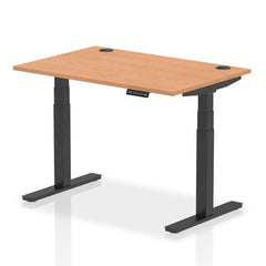 Dynamic Air 1200 x 800mm Height Adjustable Desk Oak Top Cable Ports Black Leg HA01221 DD