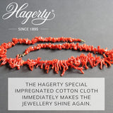Hagerty Fine Stones BL cloth cleaner for jewelry care, soft cleaning cloth with Hagerty branding for gentle jewelry cleaning.