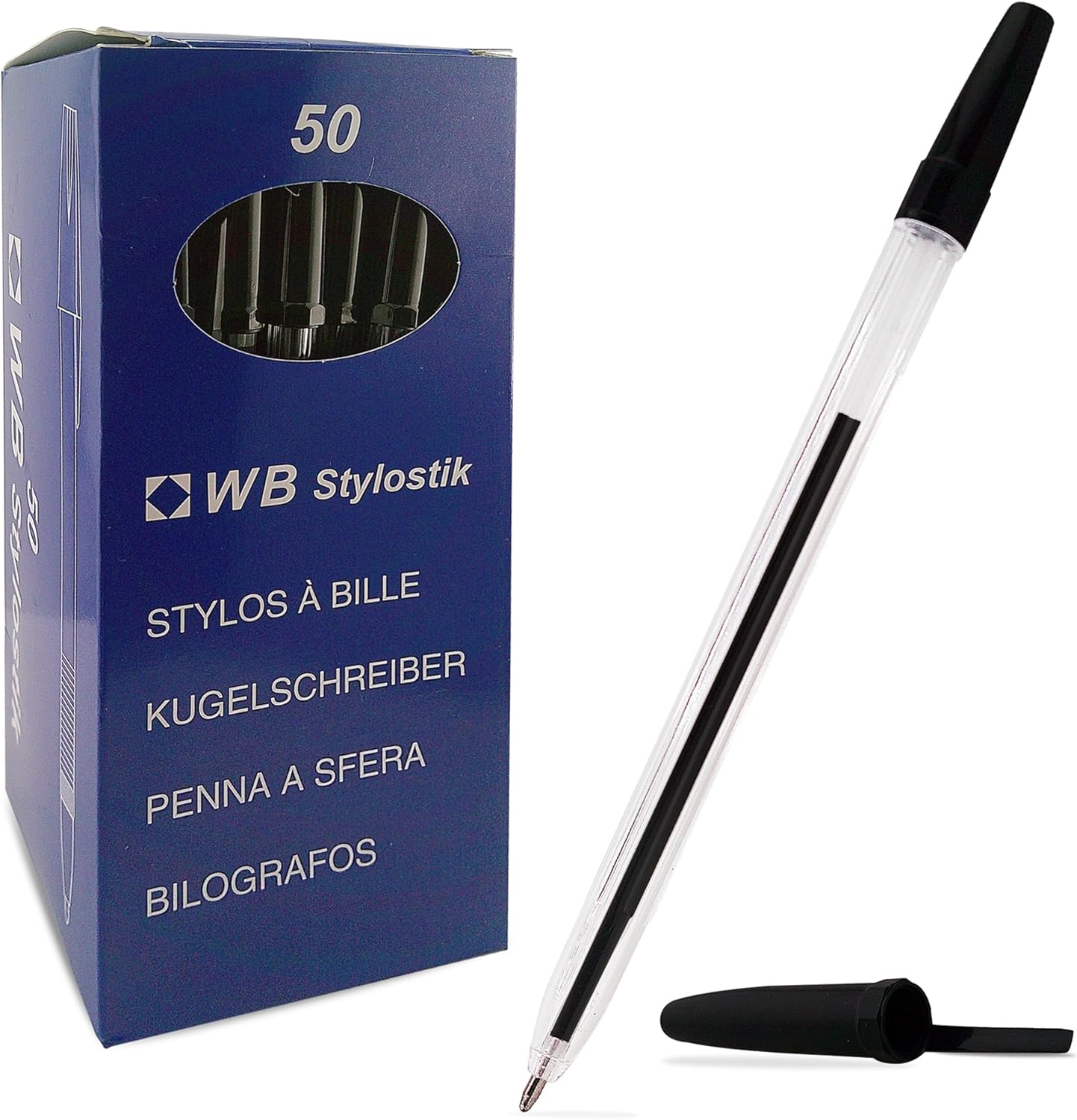 Hainenko black ink ballpoint pens, medium tip, smooth writing, pack of 50, ideal for office and school use