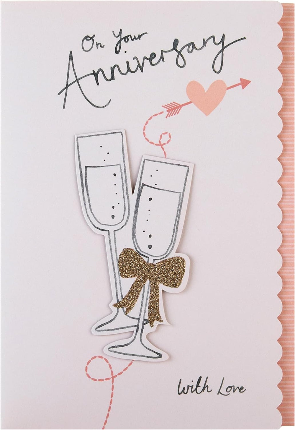 Hallmark anniversary greeting card featuring a 3D champagne glass design for couples, perfect for celebrating special moments.