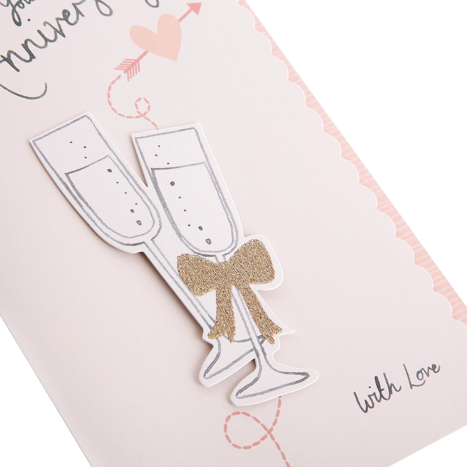 Hallmark anniversary greeting card for couple featuring a 3D champagne glass design, perfect for celebrating special moments.