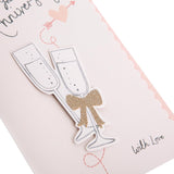Hallmark anniversary greeting card for couple featuring a 3D champagne glass design, perfect for celebrating special moments.