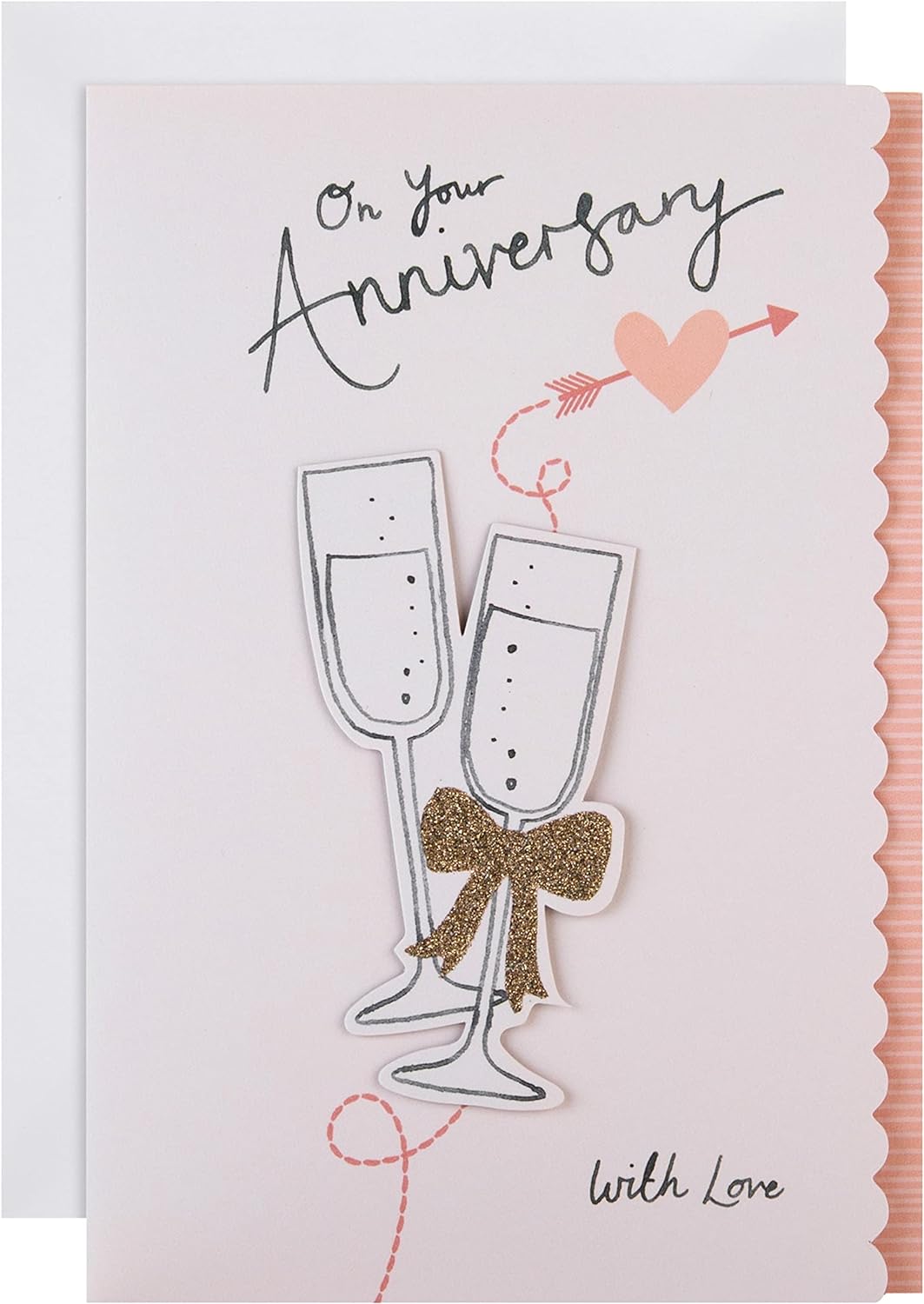 Hallmark anniversary greeting card for couples featuring a 3D champagne glass design, perfect for celebrating special moments.