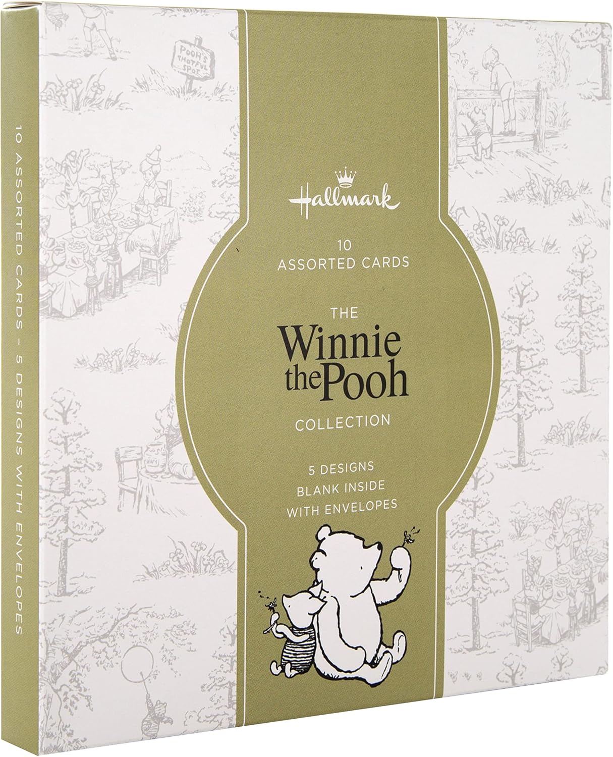 Assorted Hallmark Disney Winnie the Pooh greeting card pack featuring 10 colorful cards with Pooh and friends designs.