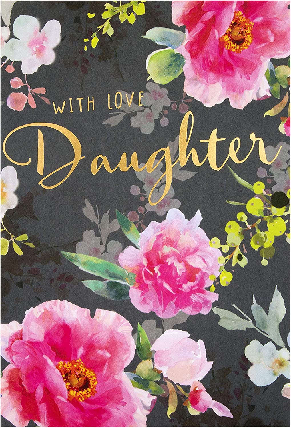 Hallmark floral birthday card for daughter featuring classic floral design with birthday message and colorful flower illustrations.