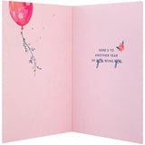 Hallmark birthday card featuring a contemporary design with a cheerful "Good Mail" message and colorful decorative elements.