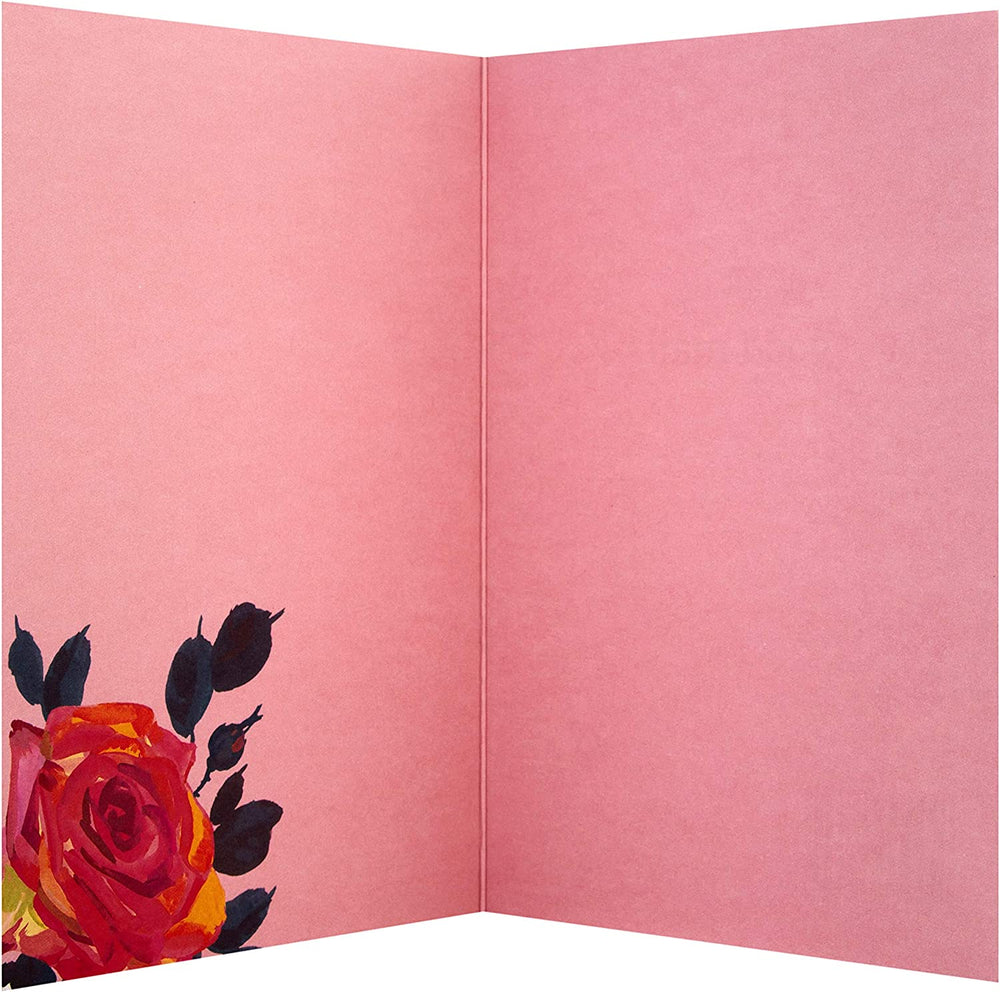 Hallmark Happy Birthday Card with red floral design, featuring colorful birthday message on the front, perfect for special celebrations.