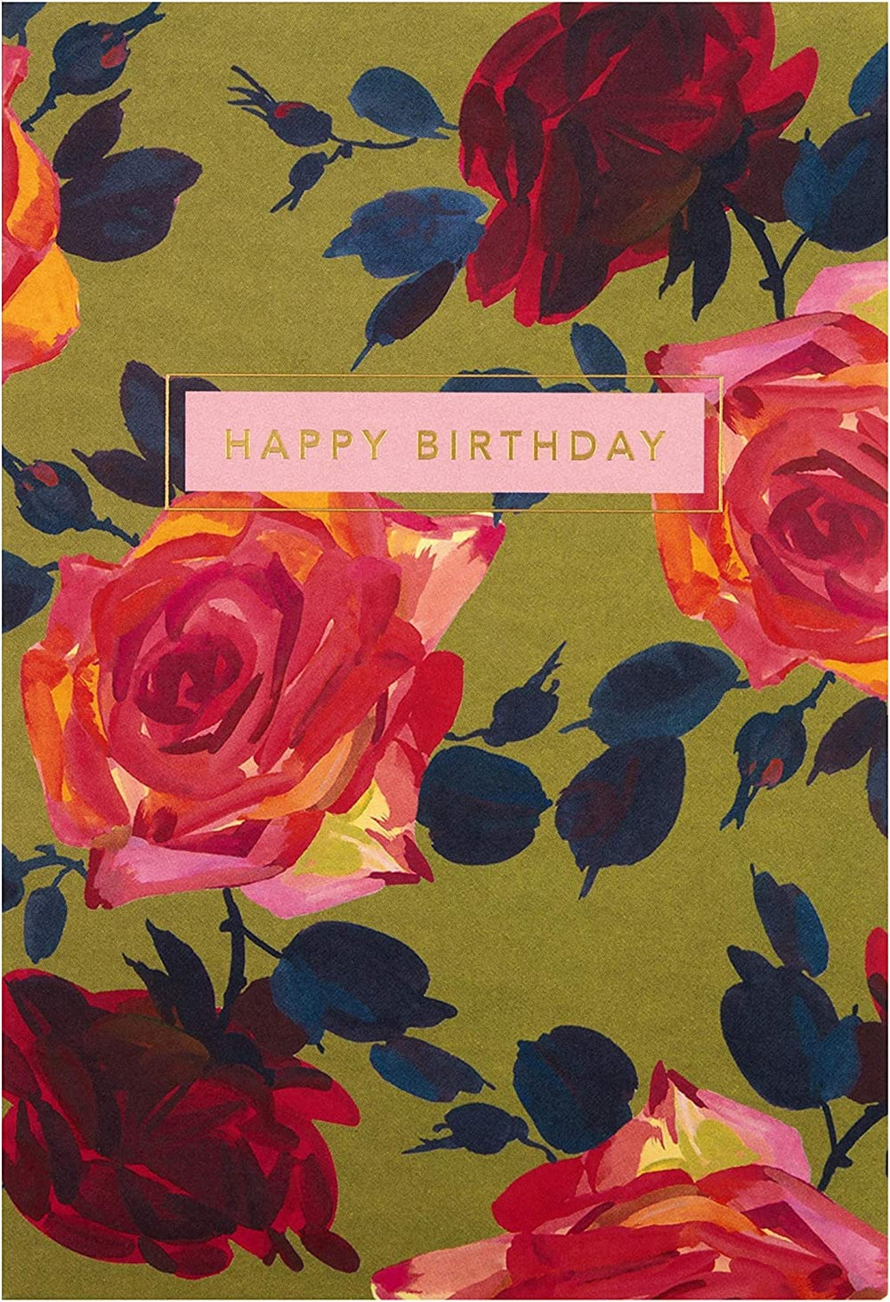 Hallmark Happy Birthday Card with red floral design and cheerful message, perfect for celebrating special occasions.