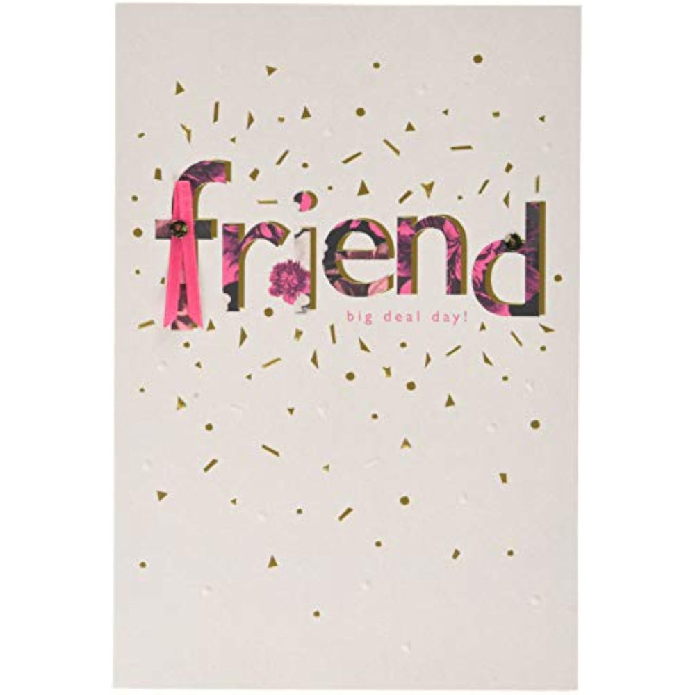 Hallmark birthday card with text-based design featuring a friendly message, perfect for celebrating a friend's birthday.