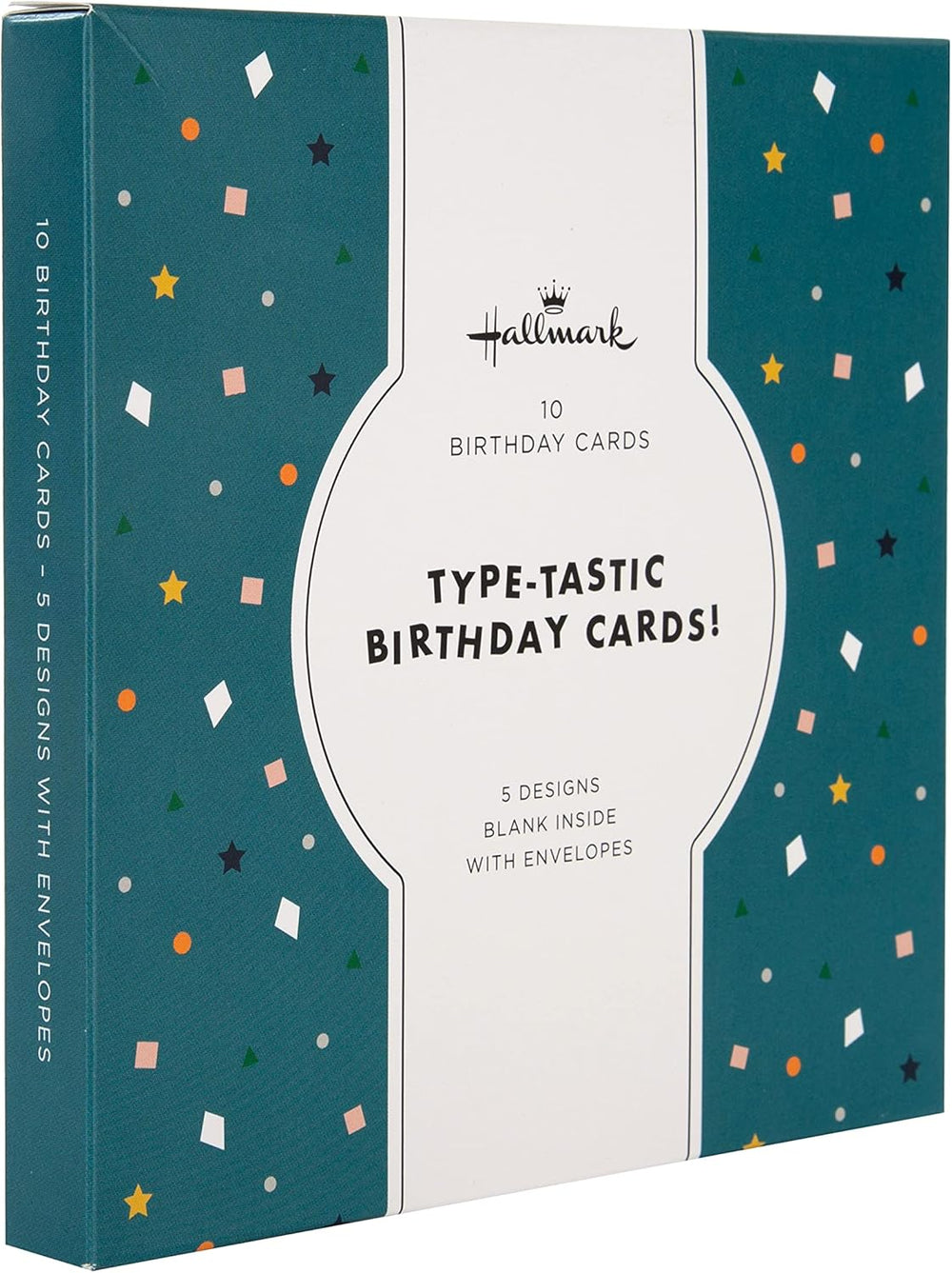 Hallmark birthday card multipack with 10 cards in 5 different designs, featuring colorful and festive illustrations for celebrations