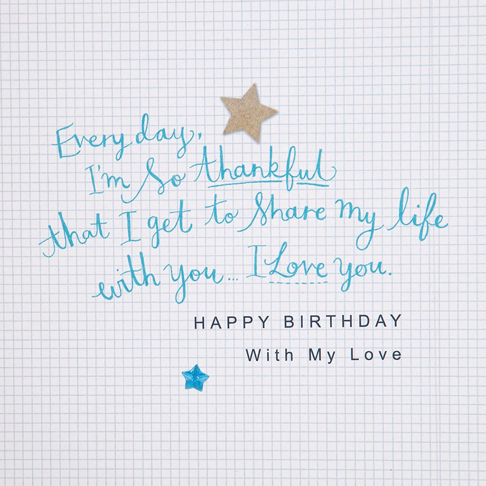 Hallmark birthday greeting card for husband with "I Love You" message, featuring a festive design and heartfelt sentiment.
