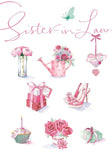 Hallmark sister-in-law birthday greeting card with floral design and heartfelt message for celebrating her special day.