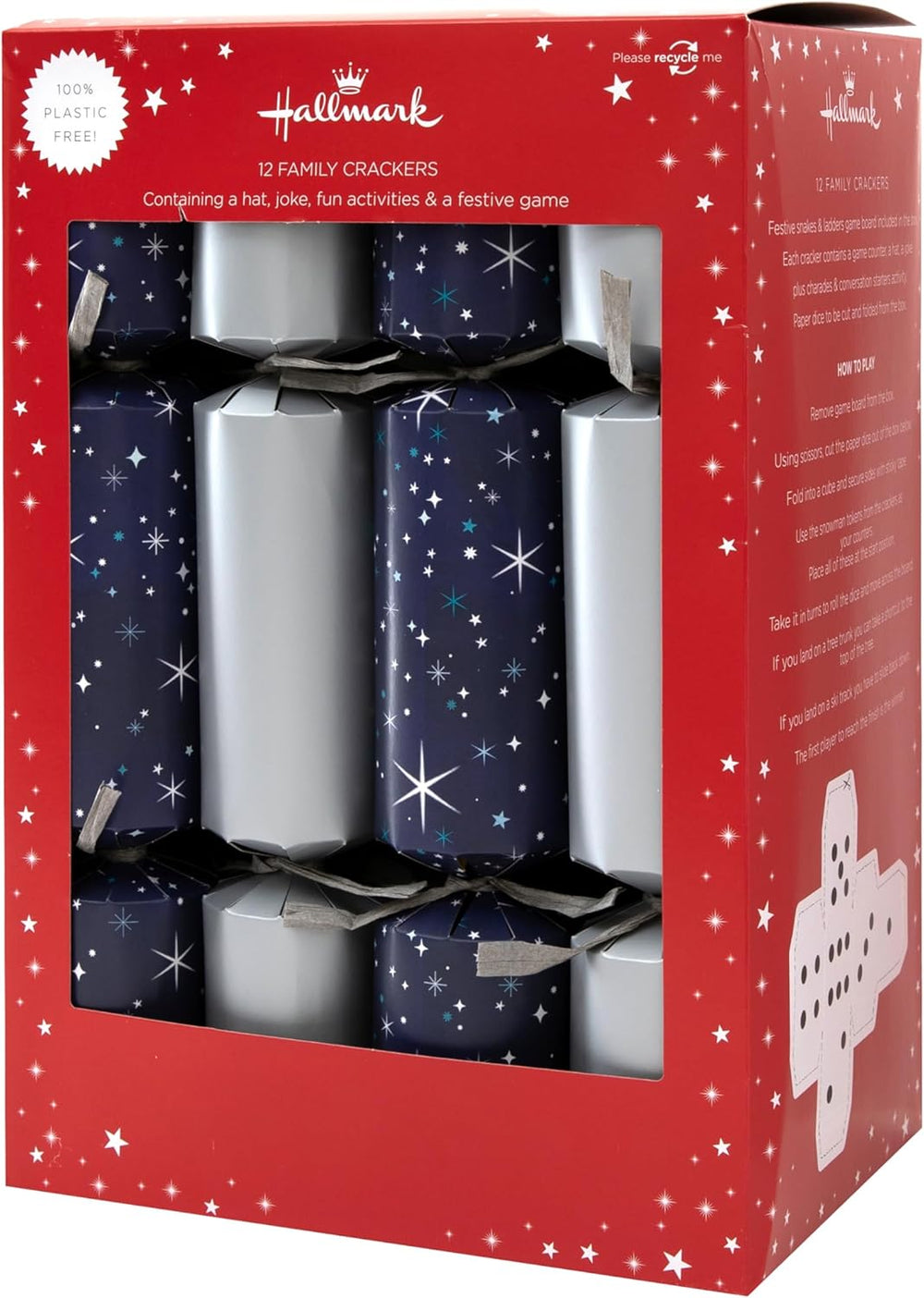 Hallmark Christmas silver cracker with festive design and decorative ribbon, perfect for holiday celebrations.