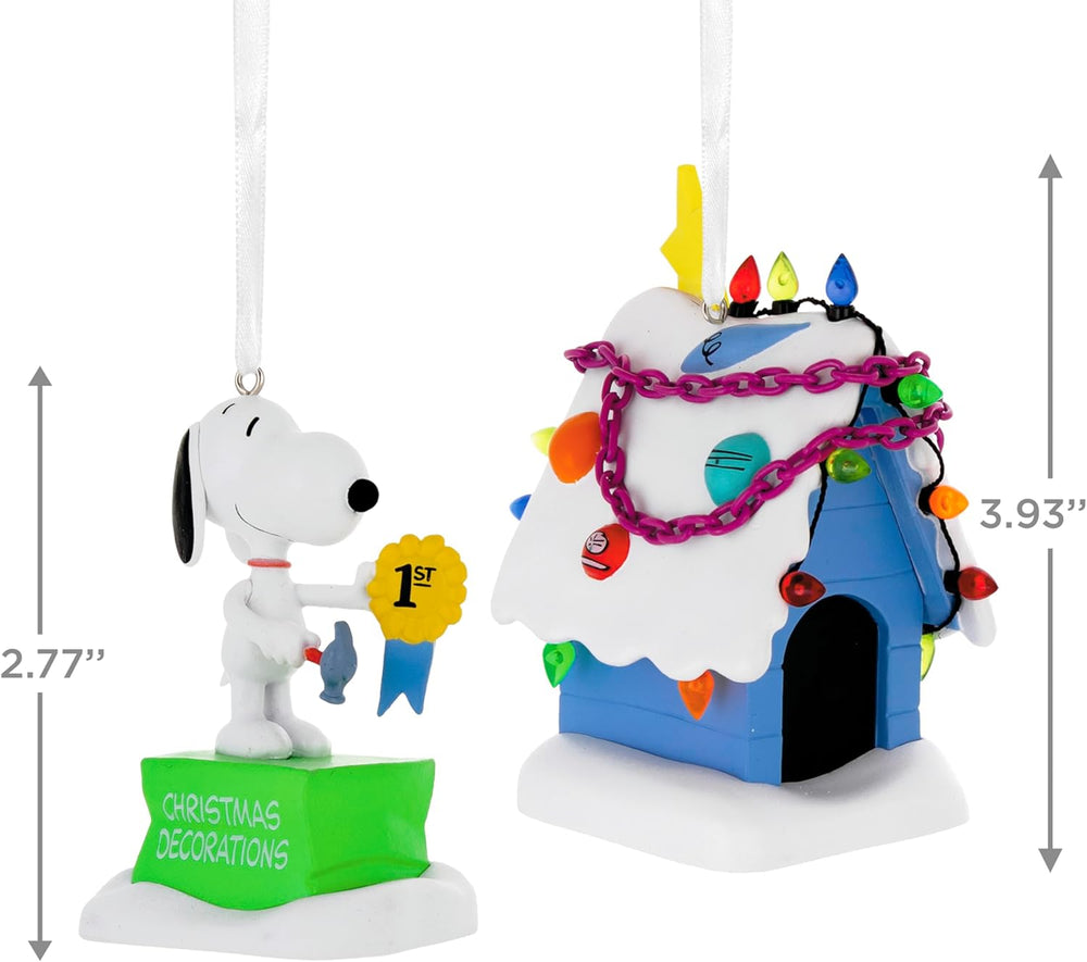 Hallmark Peanuts Snoopy Christmas ornament, resin hanging decoration featuring Snoopy for holiday decor.