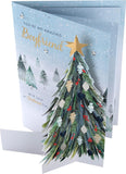 Hallmark boxed Christmas greeting card for boyfriend featuring a classic winter scene with a decorated tree design.
