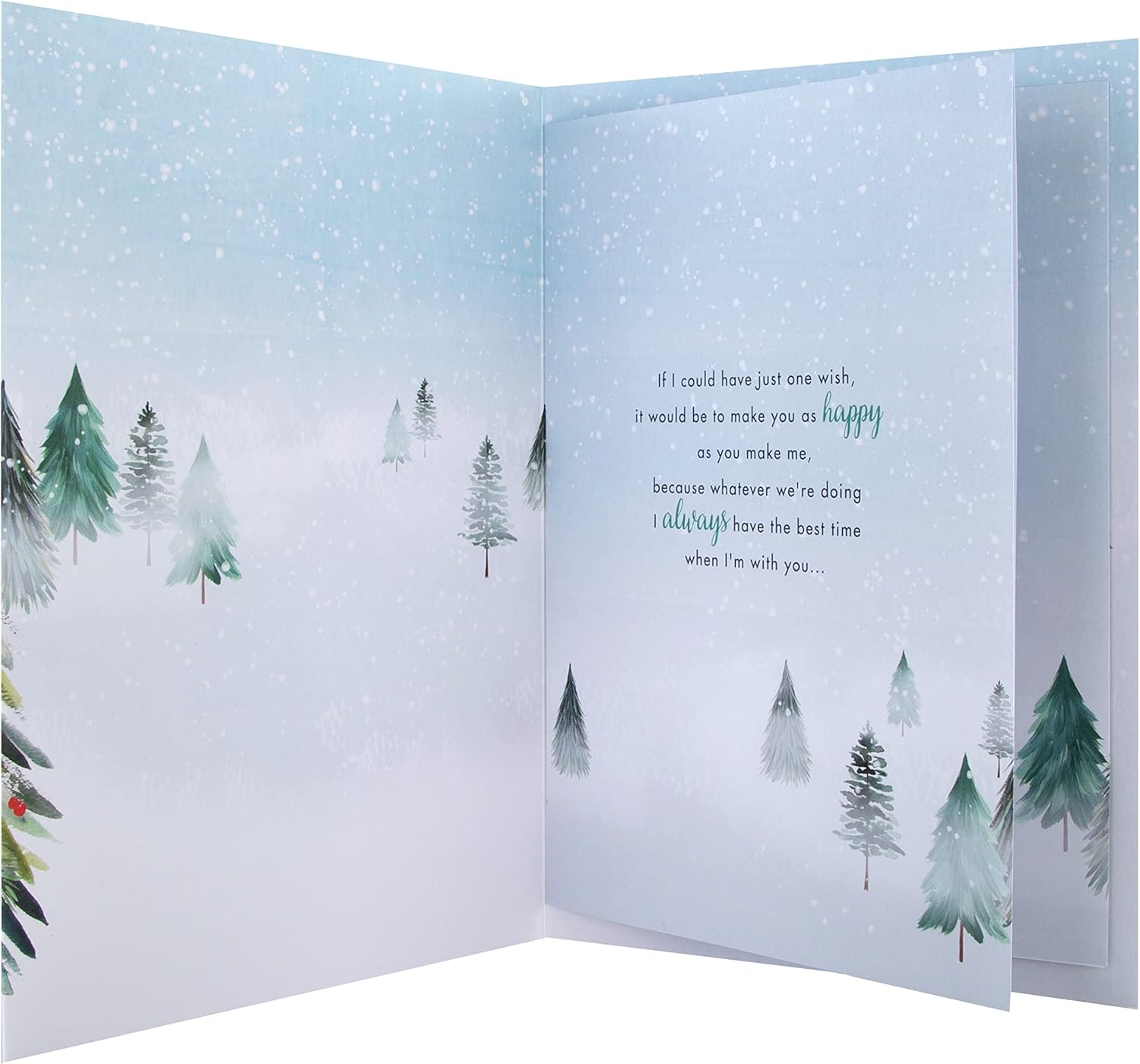 Hallmark boxed Christmas greeting card for boyfriend featuring a classic winter scene with a decorated tree design.
