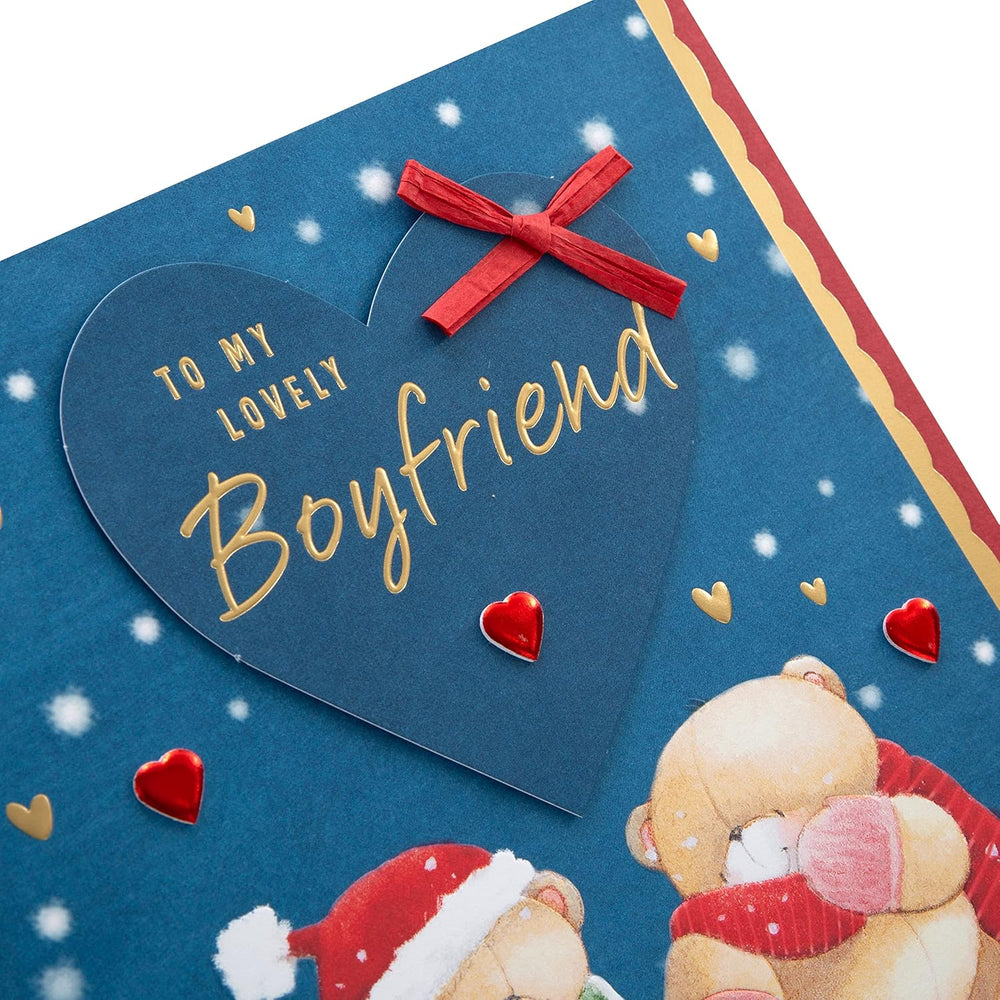 Hallmark boxed Christmas greeting card for boyfriend with cute Forever Friends winter love design, featuring festive holiday imagery.