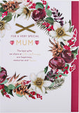 Hallmark Christmas greeting card for mum featuring a traditional wreath and festive verse, perfect for holiday wishes.