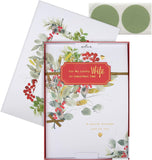 Hallmark boxed Christmas greeting card for wife with classic seasonal foliage design, featuring festive holiday artwork.