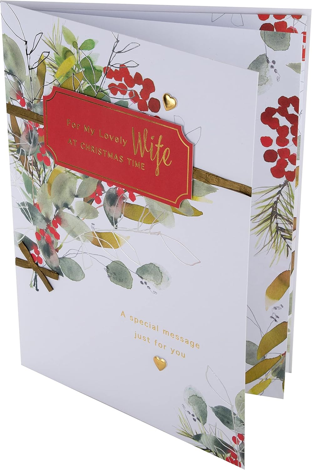 Hallmark boxed Christmas greeting card for wife featuring a classic seasonal foliage design, perfect for holiday wishes.