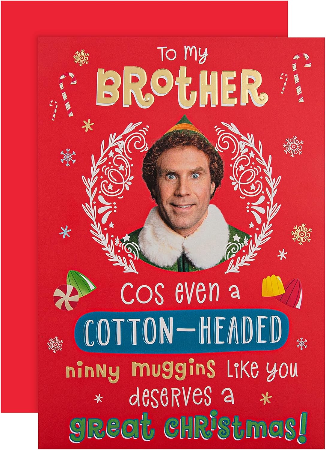 Hallmark Christmas greeting card for brother, open verse design with festive holiday imagery and heartfelt message inside.