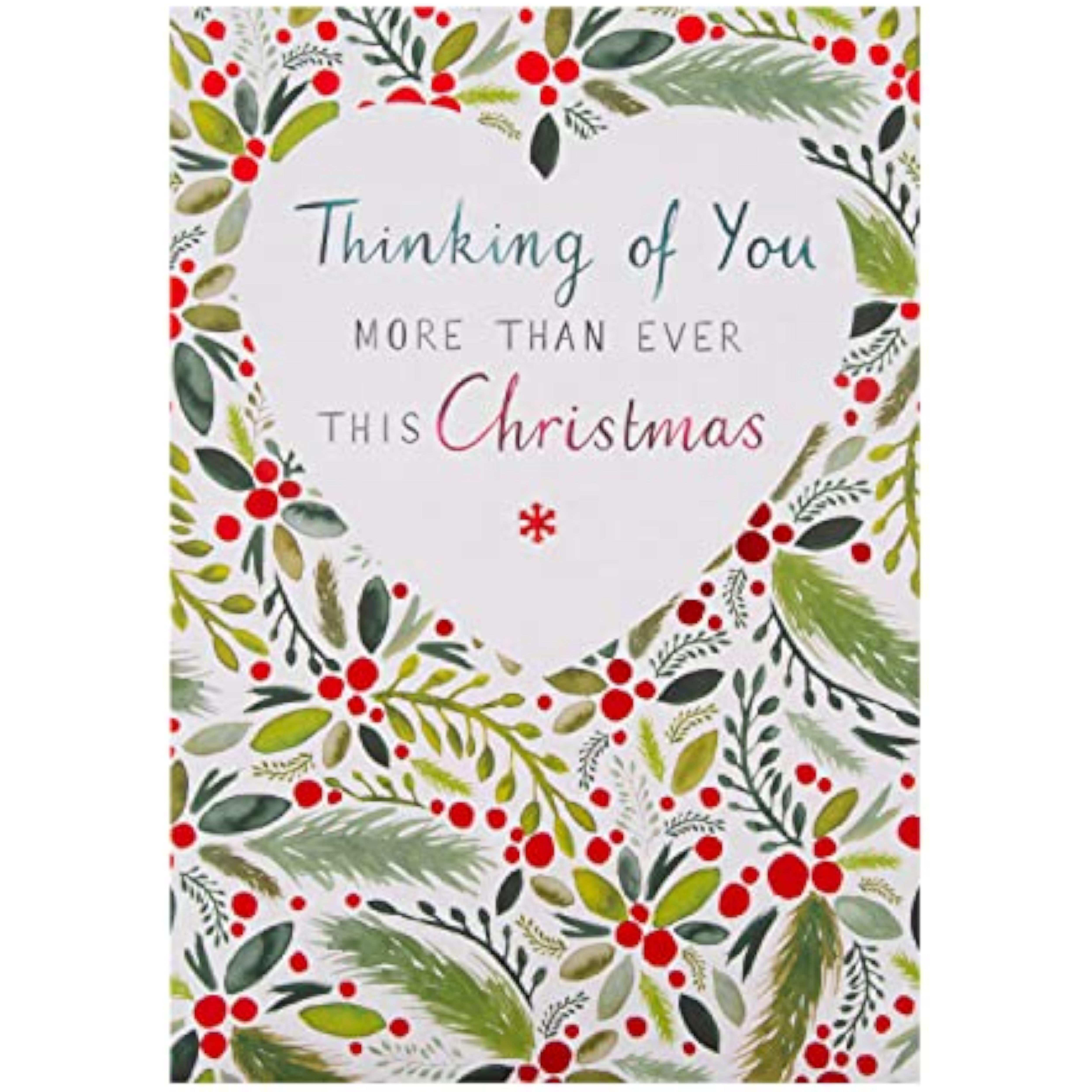 Hallmark Christmas Thinking of You Card with traditional illustrated text design, perfect for holiday greetings and warm wishes.
